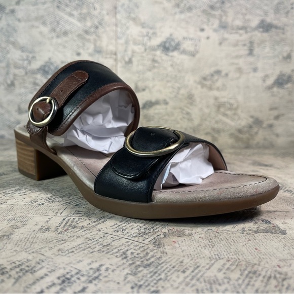 DANSKO Leather Lenny Buckle Double Strap Sandals - Picture 2 of 14